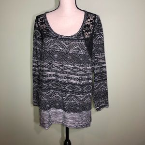 Maurices 1 sweater top black Aztec lace